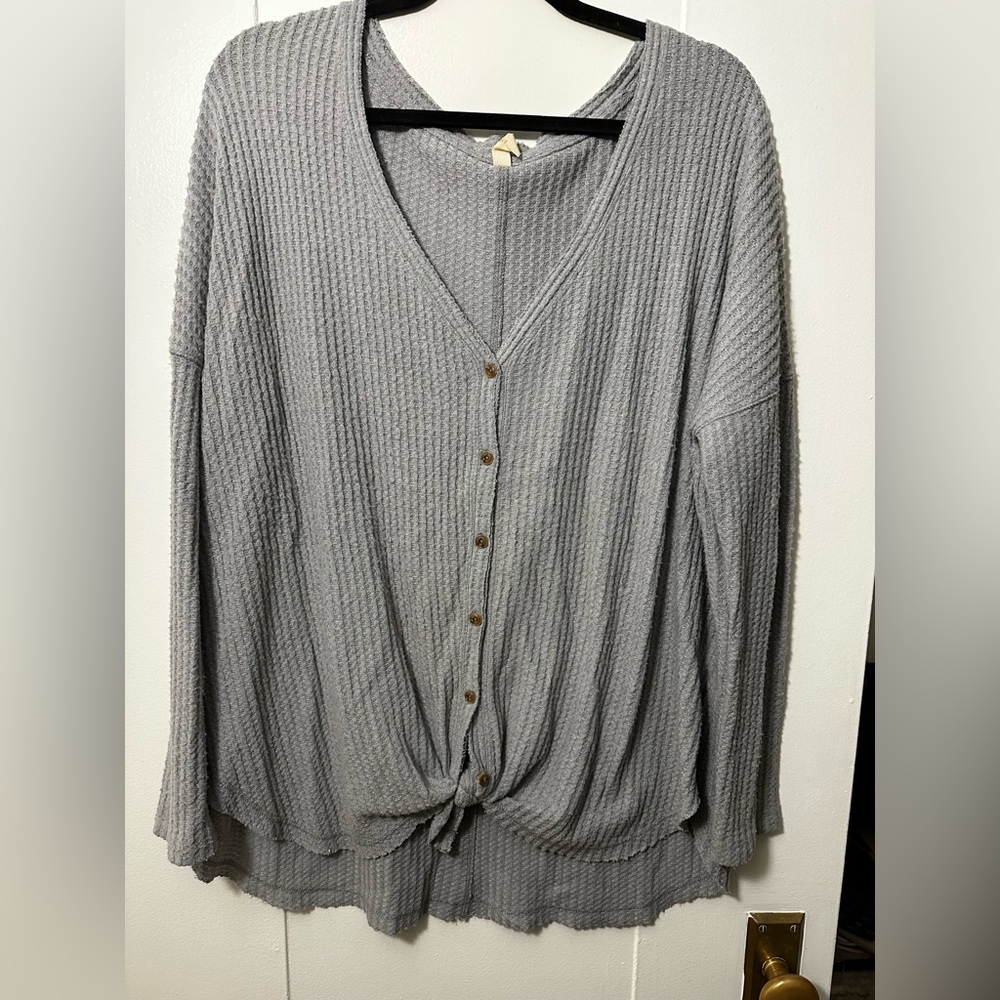 Grey Wishlist Oversized Sweater with Knot Detail